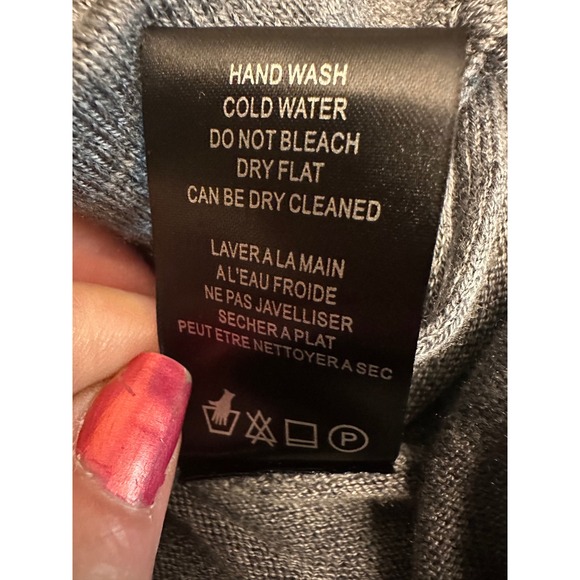 Carré Noir Fringe Cardigan Draped Open Front Knit Gray Small - Picture 9 of 11